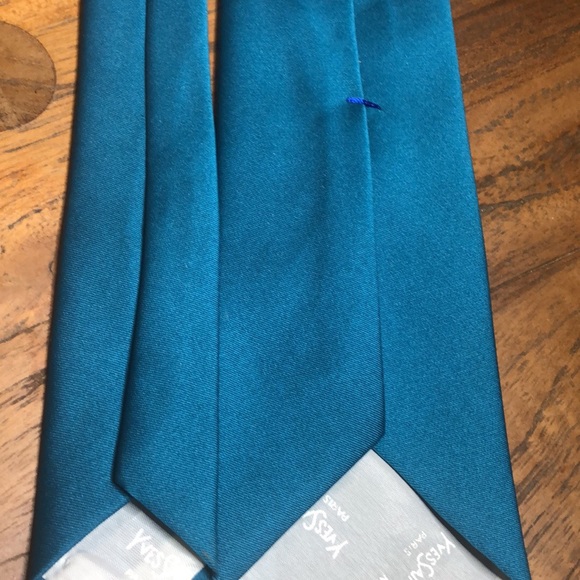YSL tie electric blue, red Logo Yves Saint Laurent